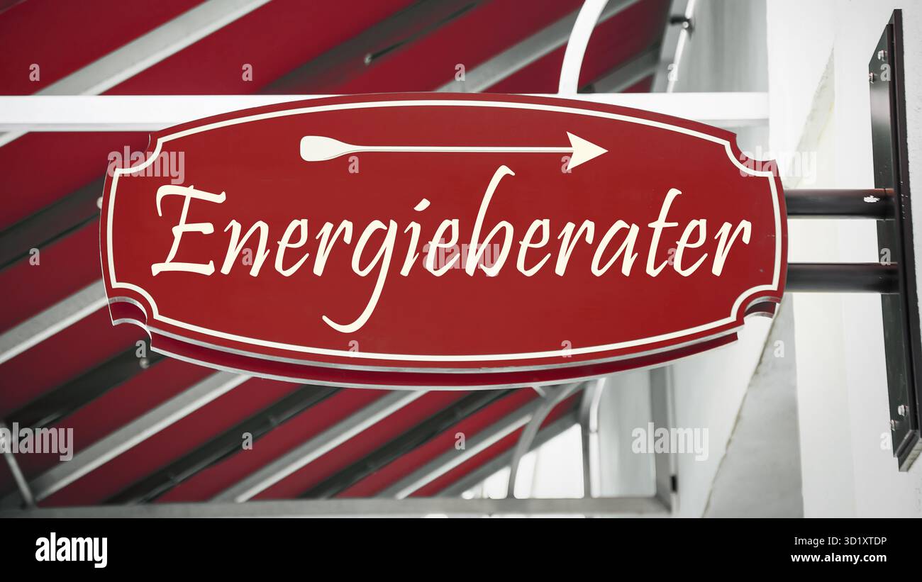 Indica la strada diretta per il consulente energetico Foto Stock