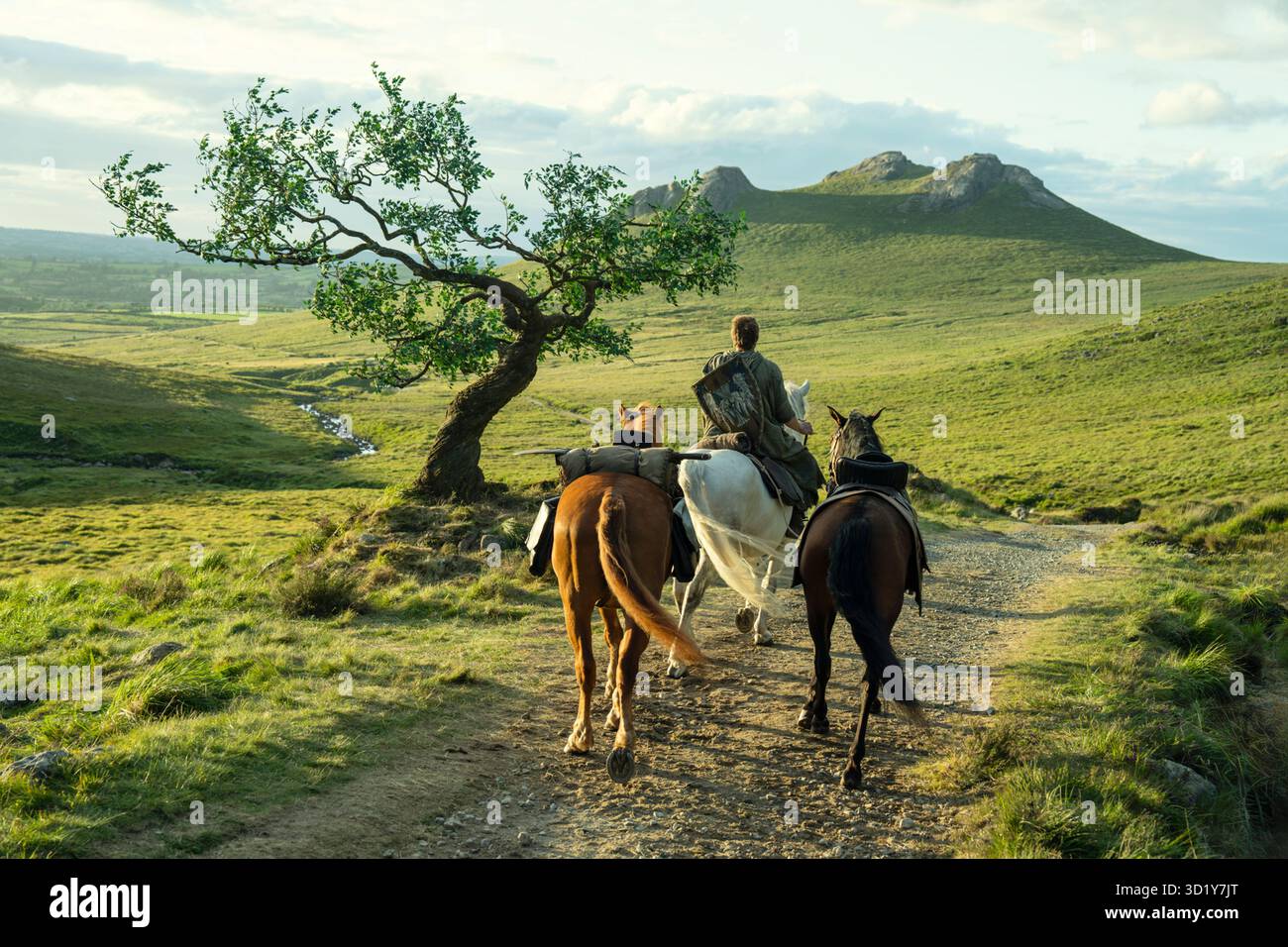 A Knight of the Seven Kingdoms (2025- ) serie TV creata da Ira Parker e George R.R. Martin e interpretata da Peter Claffey, Dexter Sol Ansell e Finn Bennett. Un secolo prima del Trono di Spade, il cavaliere delle siepi Dunk e il suo squire Egg attraversano Westeros durante il dominio dei Targaryens, incontrando avventura, intrighi e destini crescenti. Foto pubblicitaria della stagione 1, episodio 1 "The Hedge Knight" SOLO PER USO EDITORIALE. Crediti: BFA / Steffan Hill / HBO Foto Stock