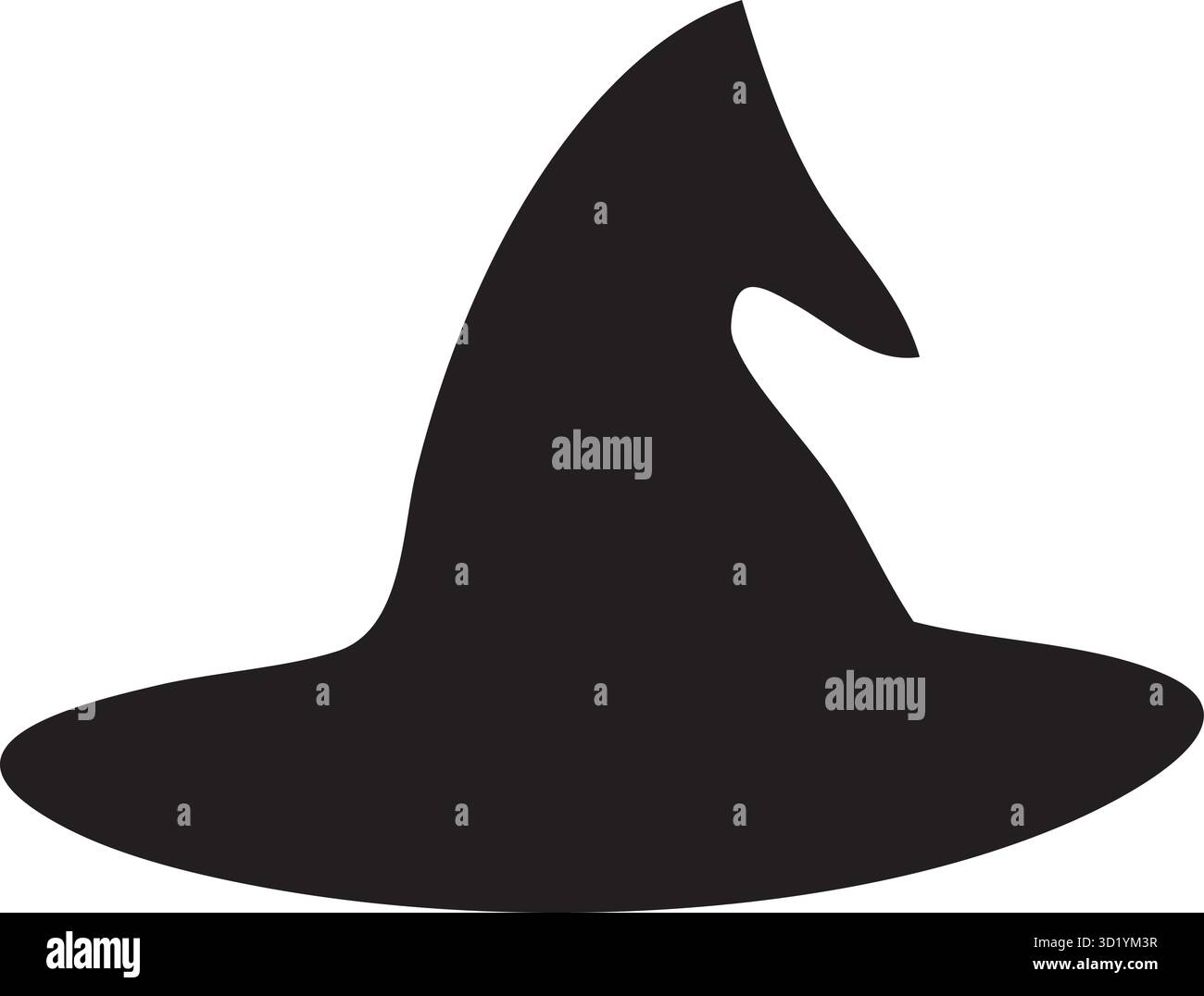 Classico cappello da strega con silhouette nera Vector per Halloween e disegni magici Illustrazione Vettoriale