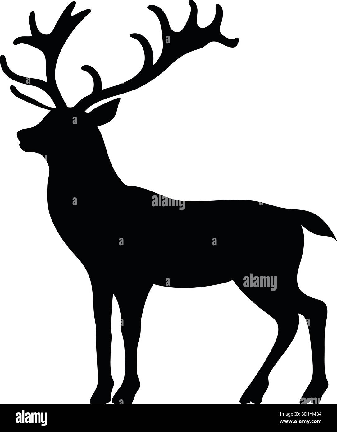 Maestoso cervo rosso con grandi Antlers sagoma nera illustrazione vettoriale Illustrazione Vettoriale