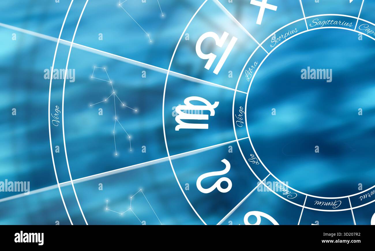 Segno zodiacale Virgo, simbolo astrologico Foto Stock