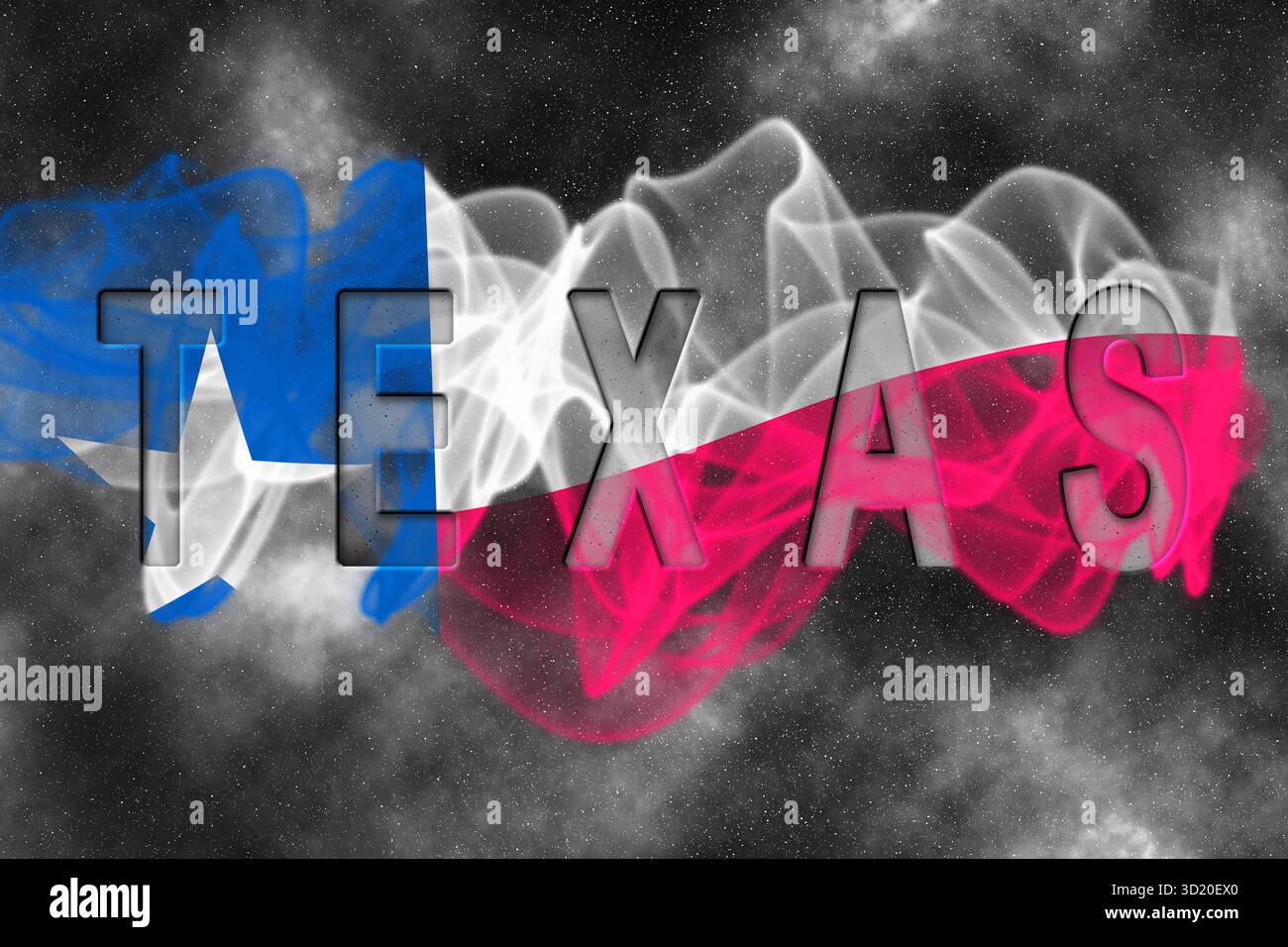 Texas Flag con sfondo stellato Foto Stock