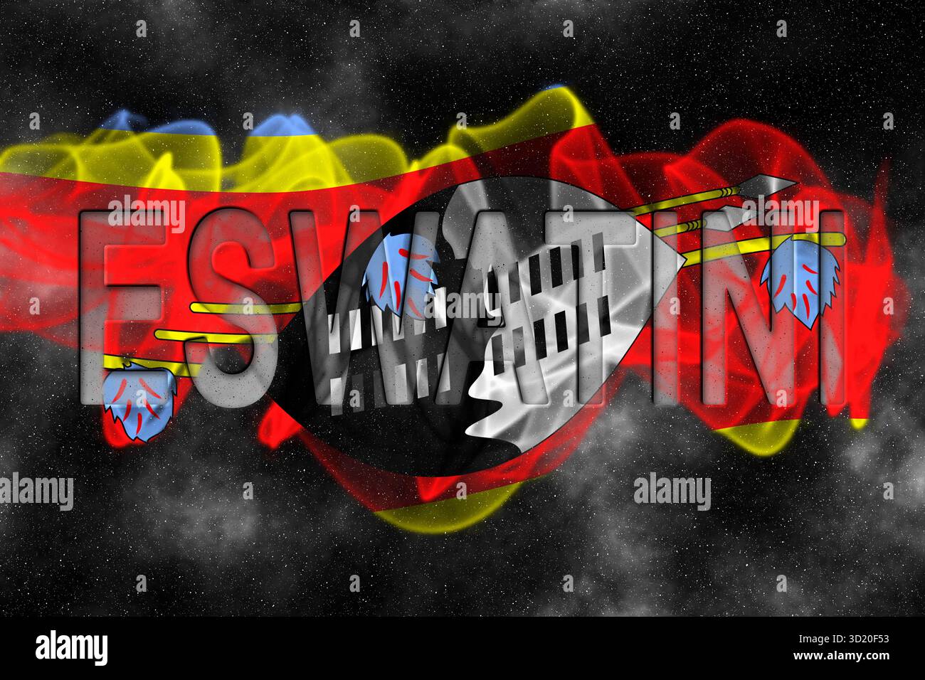 Eswatini Flag con sfondo Starry Foto Stock