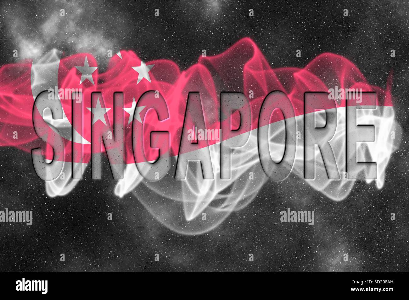 Bandiera di Singapore con sfondo stellato Foto Stock