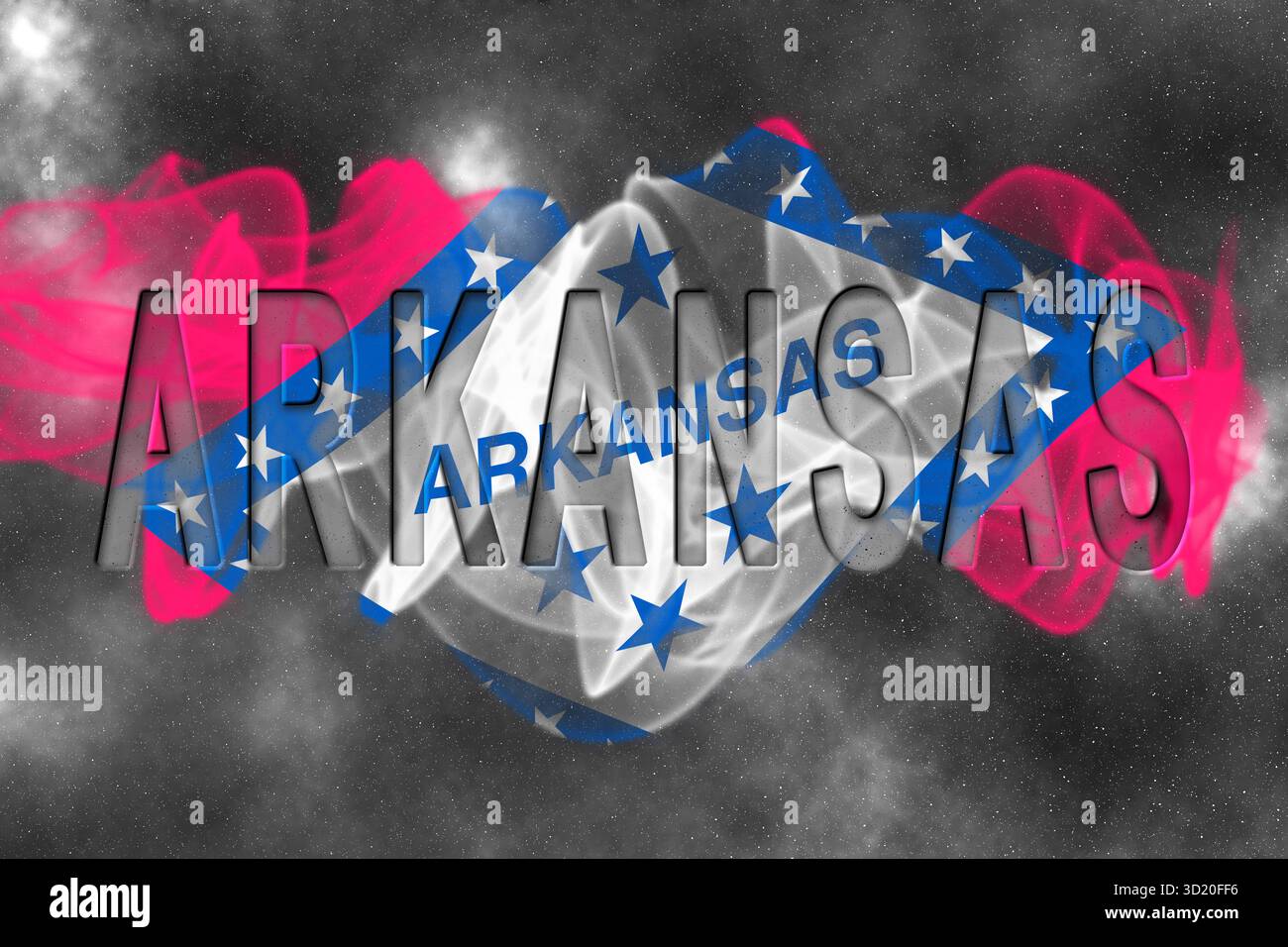 Arkansas Flag con sfondo stellato Foto Stock