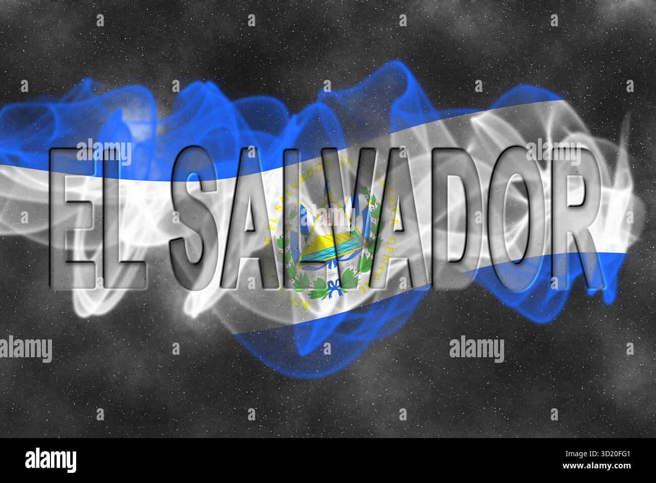 El Salvador Flag con sfondo Starry Foto Stock