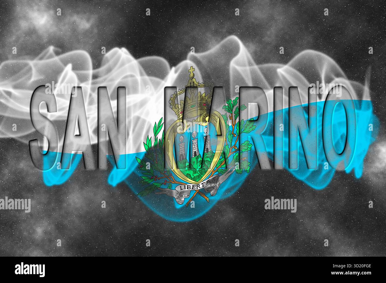 Bandiera di San Marino con sfondo stellato Foto Stock