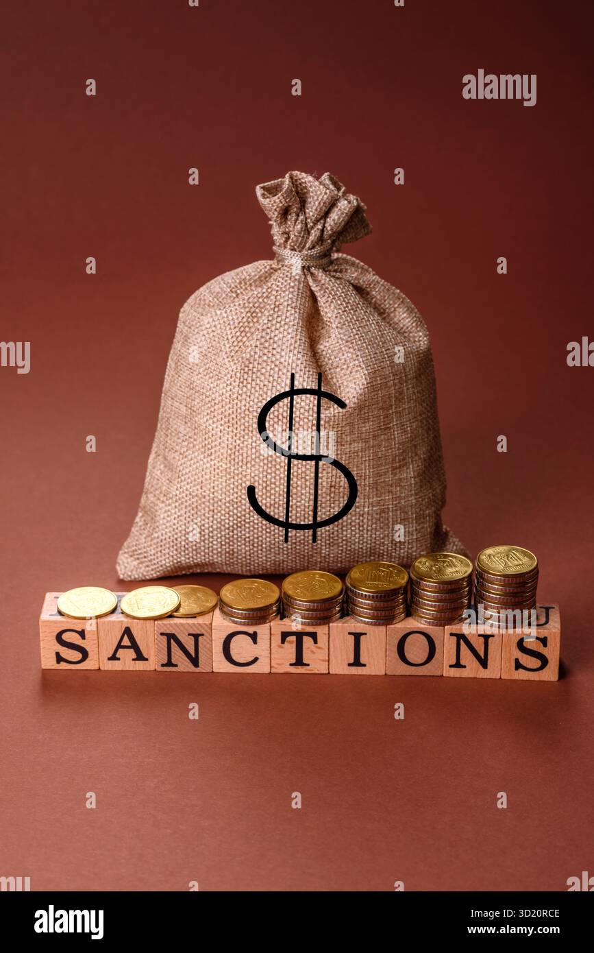 Sanzioni monetarie degli Stati Uniti su cina o russia, restrizioni finanziarie globali Foto Stock