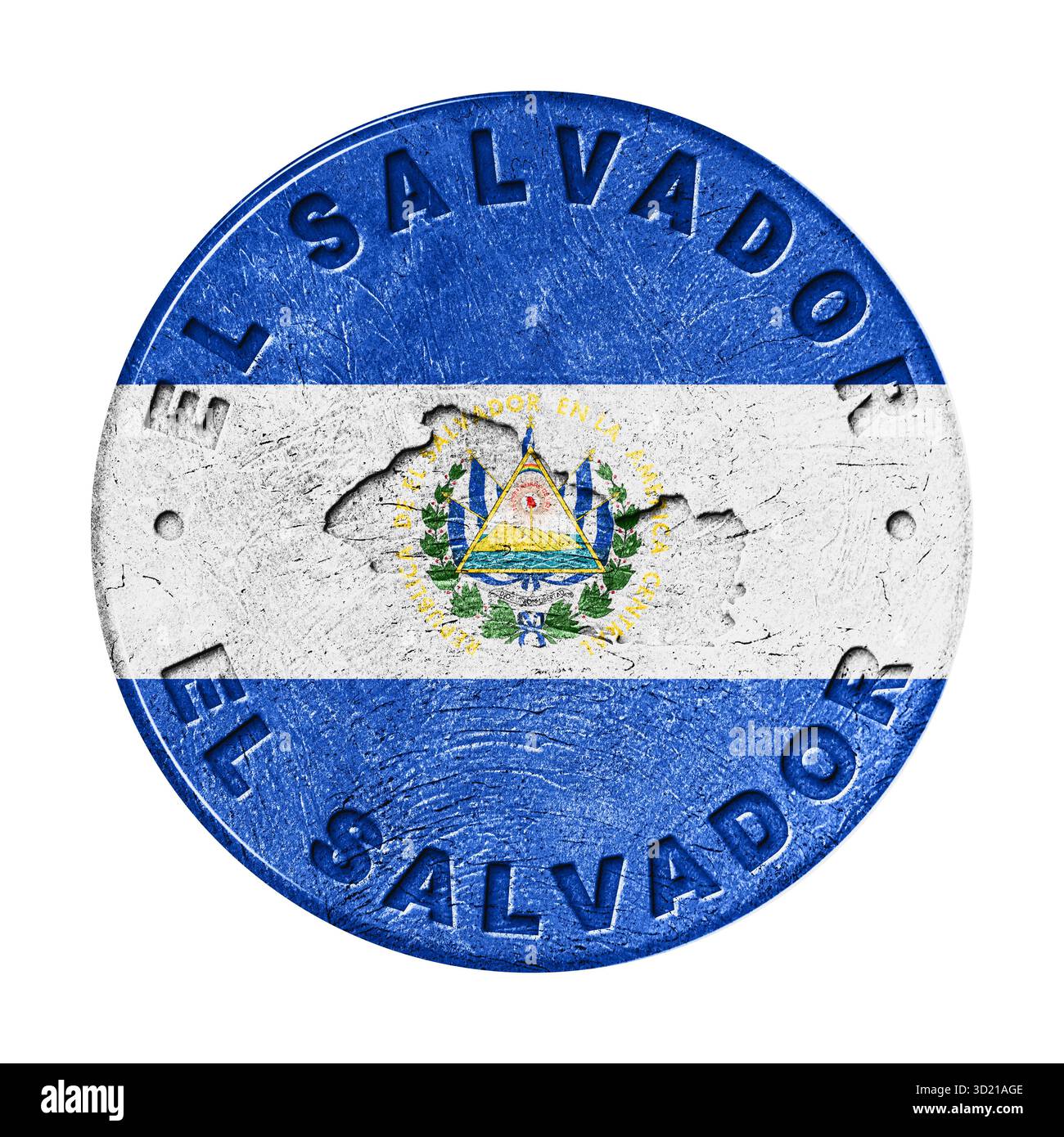 Pulsante bandiera El Salvador con mappa Foto Stock