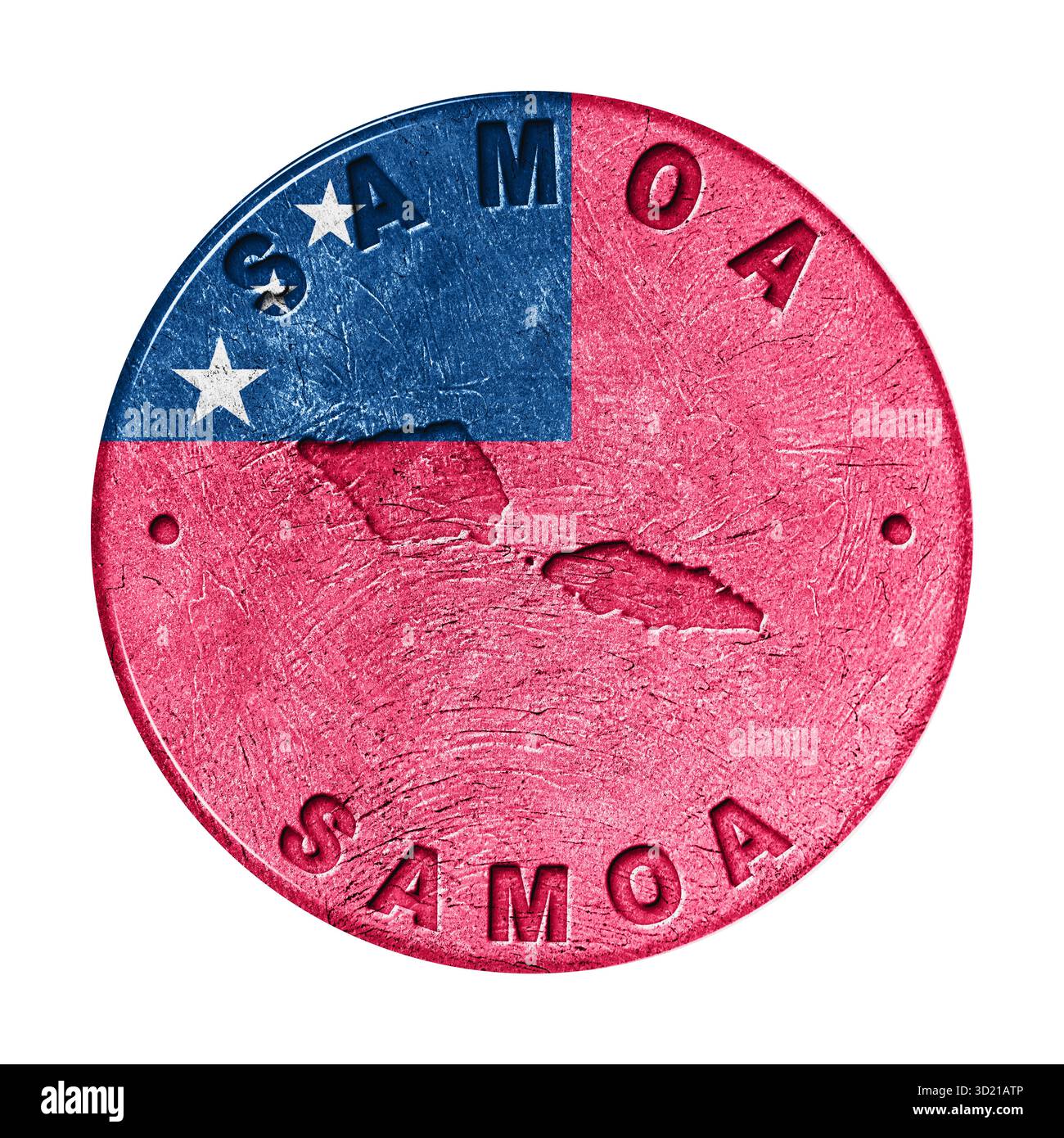 Pulsante bandiera Samoa con mappa Foto Stock