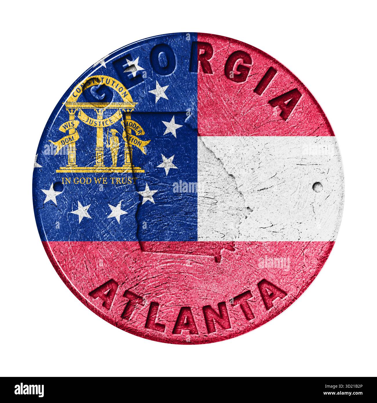 Pulsante Georgia Flag con mappa Foto Stock