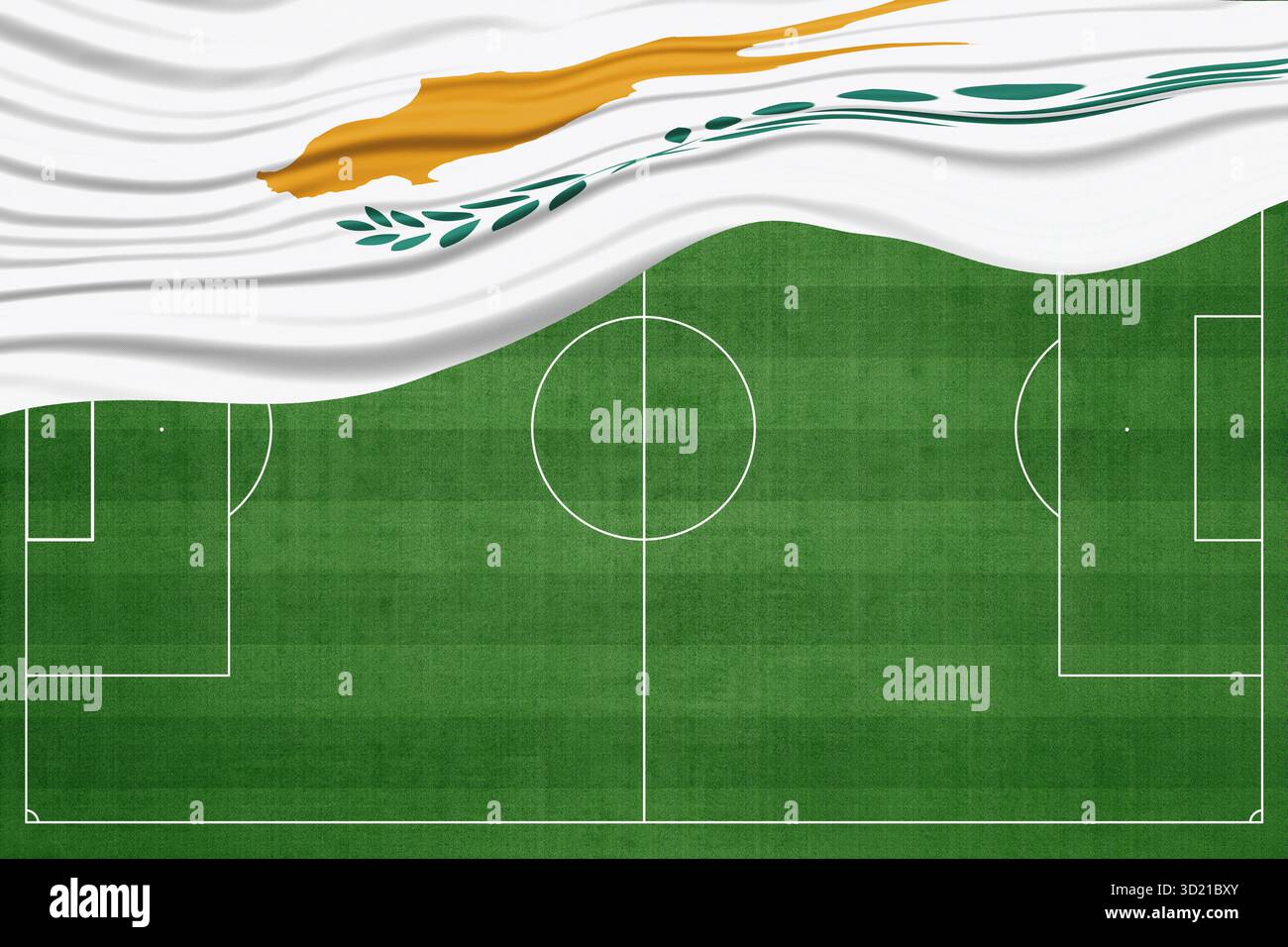 Bandiera cipriota sul campo da calcio Foto Stock