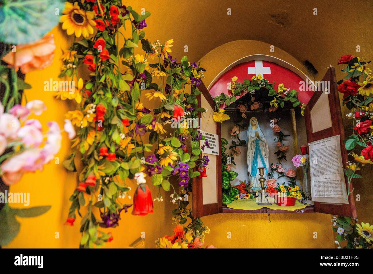 Cappella del faro, colonia di pinguini di Magellano, -Spheniscus magellanicus-, Isola di Magdalena, stretto di Magellano, Patagonia, Republ Foto Stock