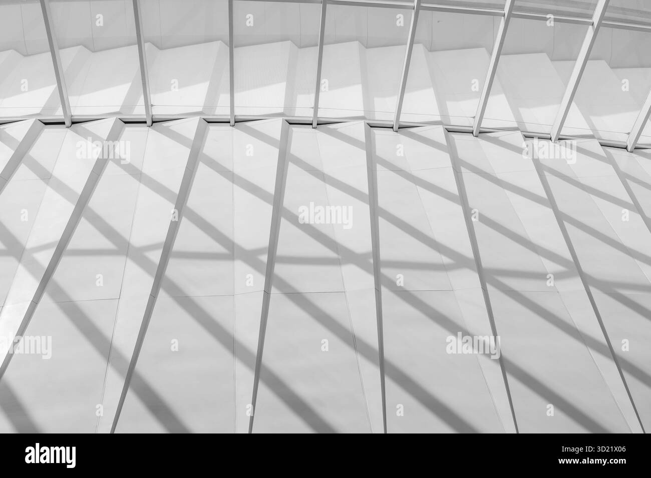 Interni di design architettonico moderno, luci e ombre, colori bianco e nero per un design di forme d'arte contemporanea Foto Stock