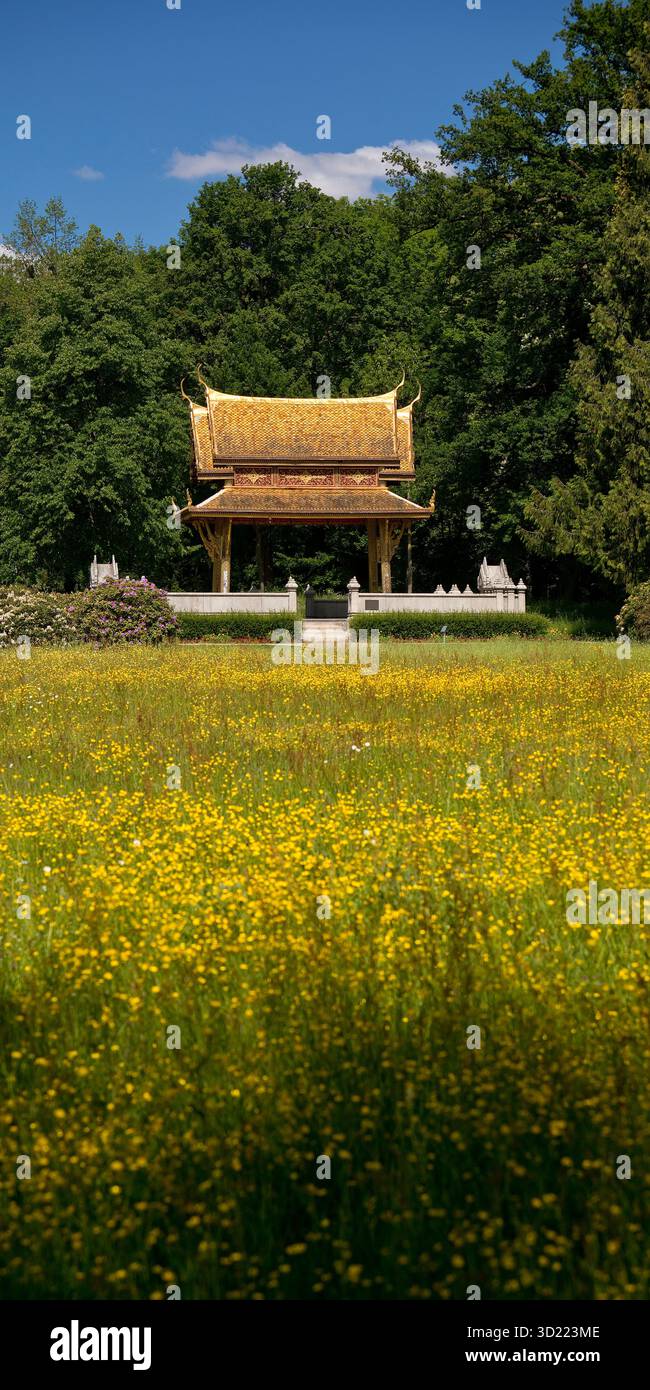 Thai-sala 1, thailaendische Pagode im Kurpark von Bad Homburg vor der Hoehe, Kulturdenkmal unter Denkmalschutz, Assia, Germania, Foto Stock