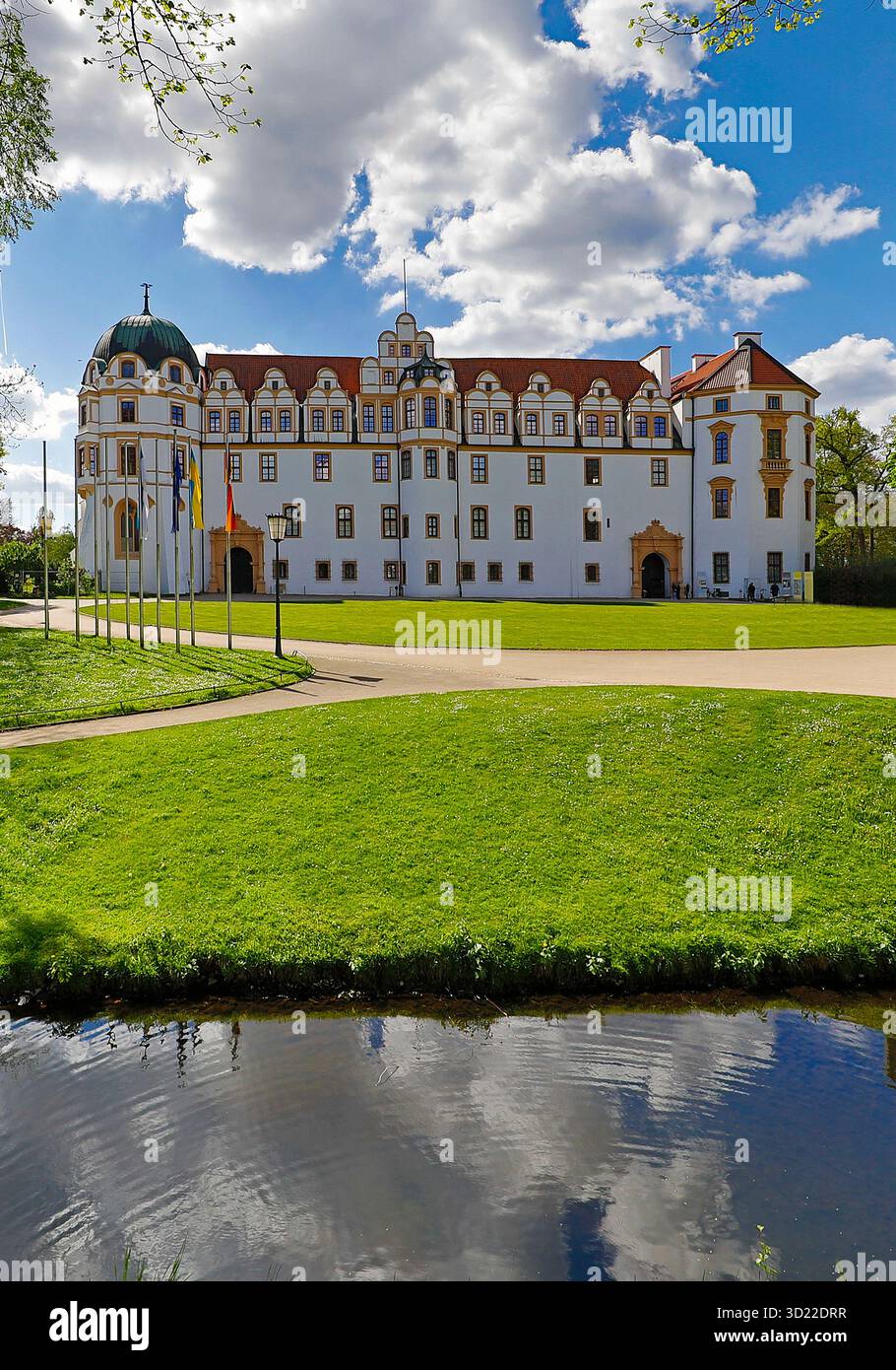 Parco del castello e castello di celle, bassa Sassonia, Germania, Europa Foto Stock