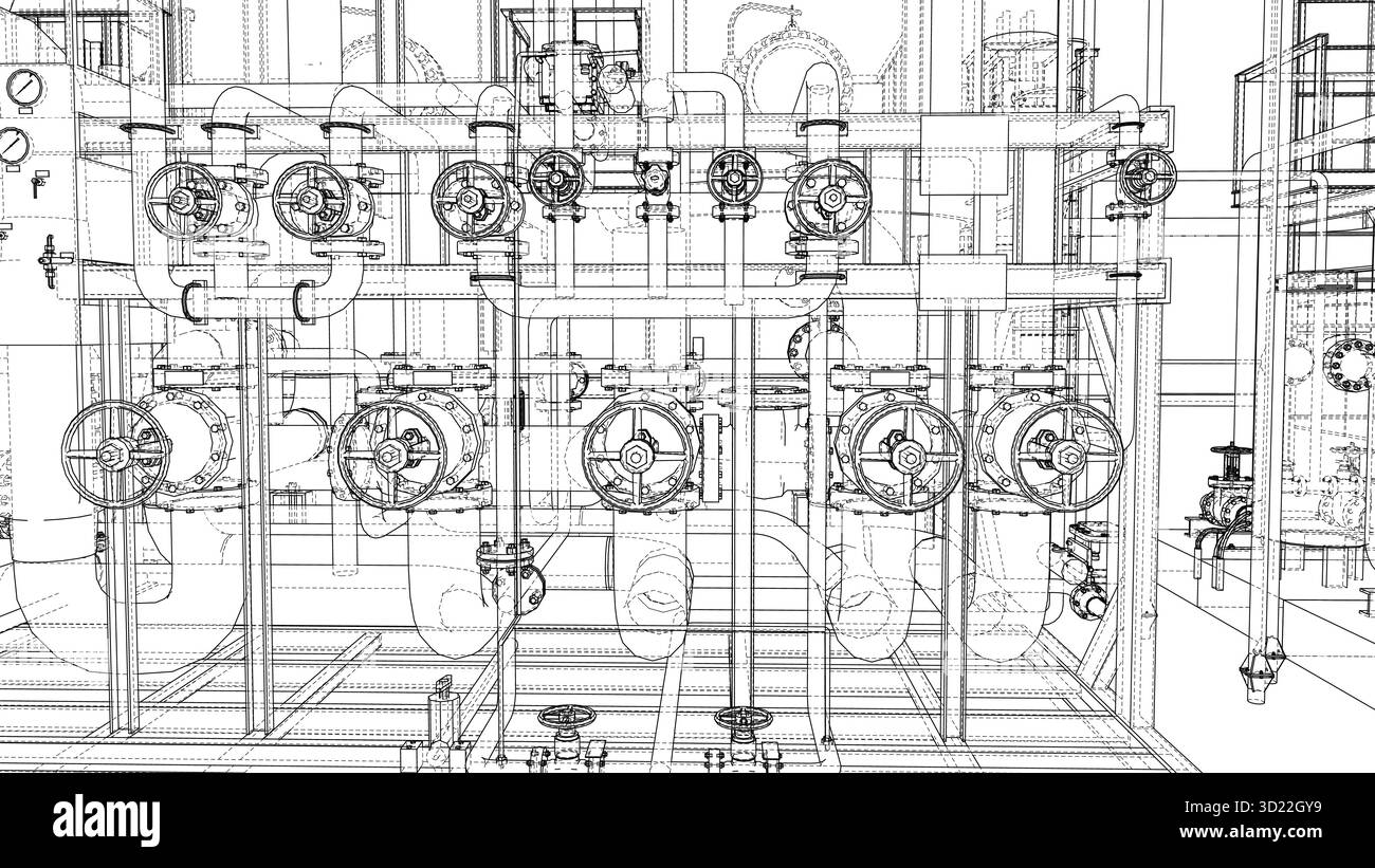 Progetto di tubazioni industriali. Vettore Illustrazione Vettoriale