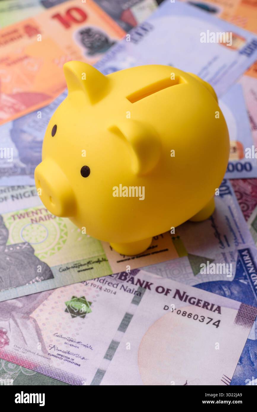 Soldi nigeriani, naira, banconote di carta, contanti. Soldi nigeriani Foto Stock