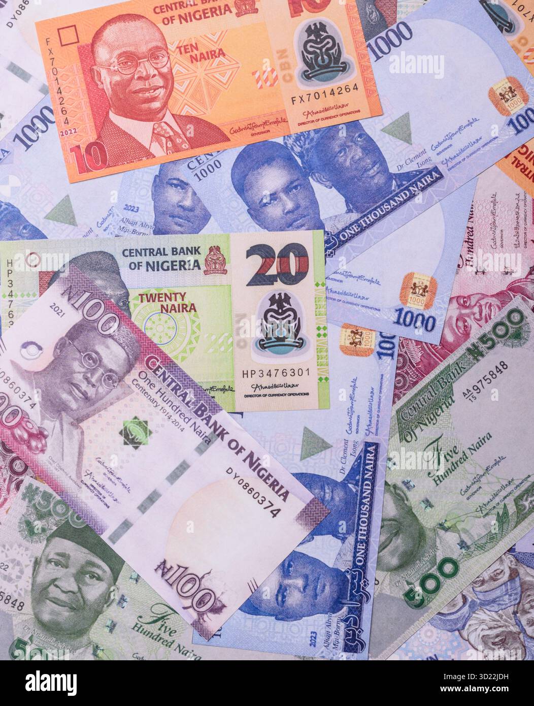 Soldi nigeriani, naira, banconote di carta, contanti. Soldi nigeriani Foto Stock