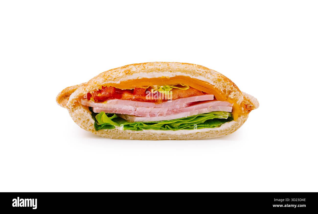 Sandwich fresco con ingredienti a strati, perfetto per il pranzo Foto Stock