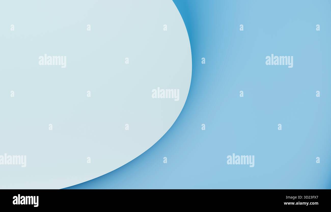 Composizione astratta di forme curve blu e bianche sovrapposte. Illustrazione, rendering Foto Stock