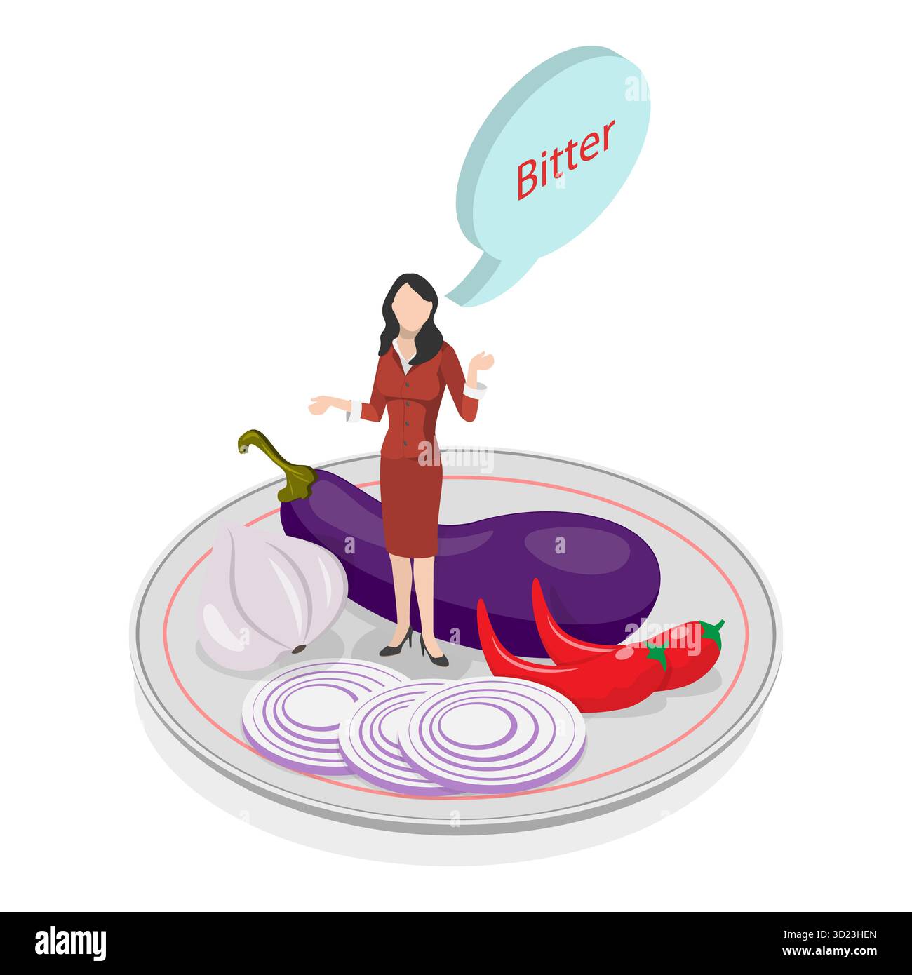 Illustrazione piatta isometrica 3D di cinque gusti umani, sensi della bocca. Punto 3 Foto Stock