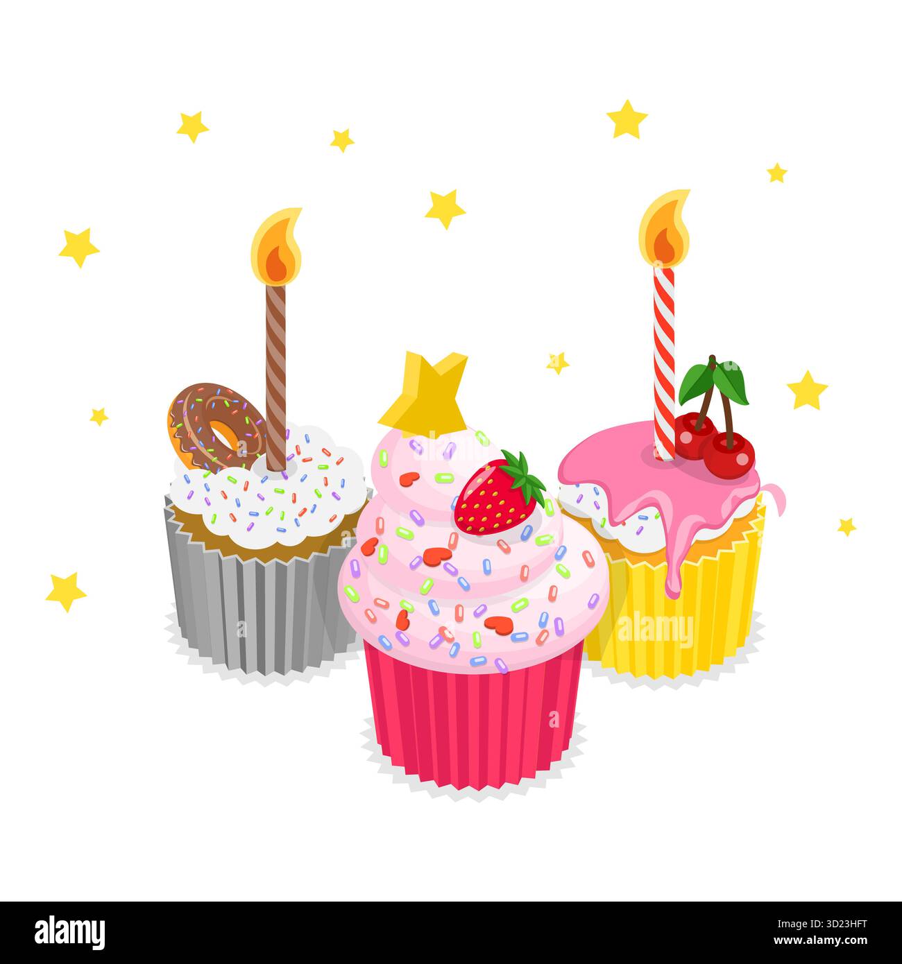 Set piatto isometrico 3D di elementi Party, elementi Celebration. Punto 3 Foto Stock