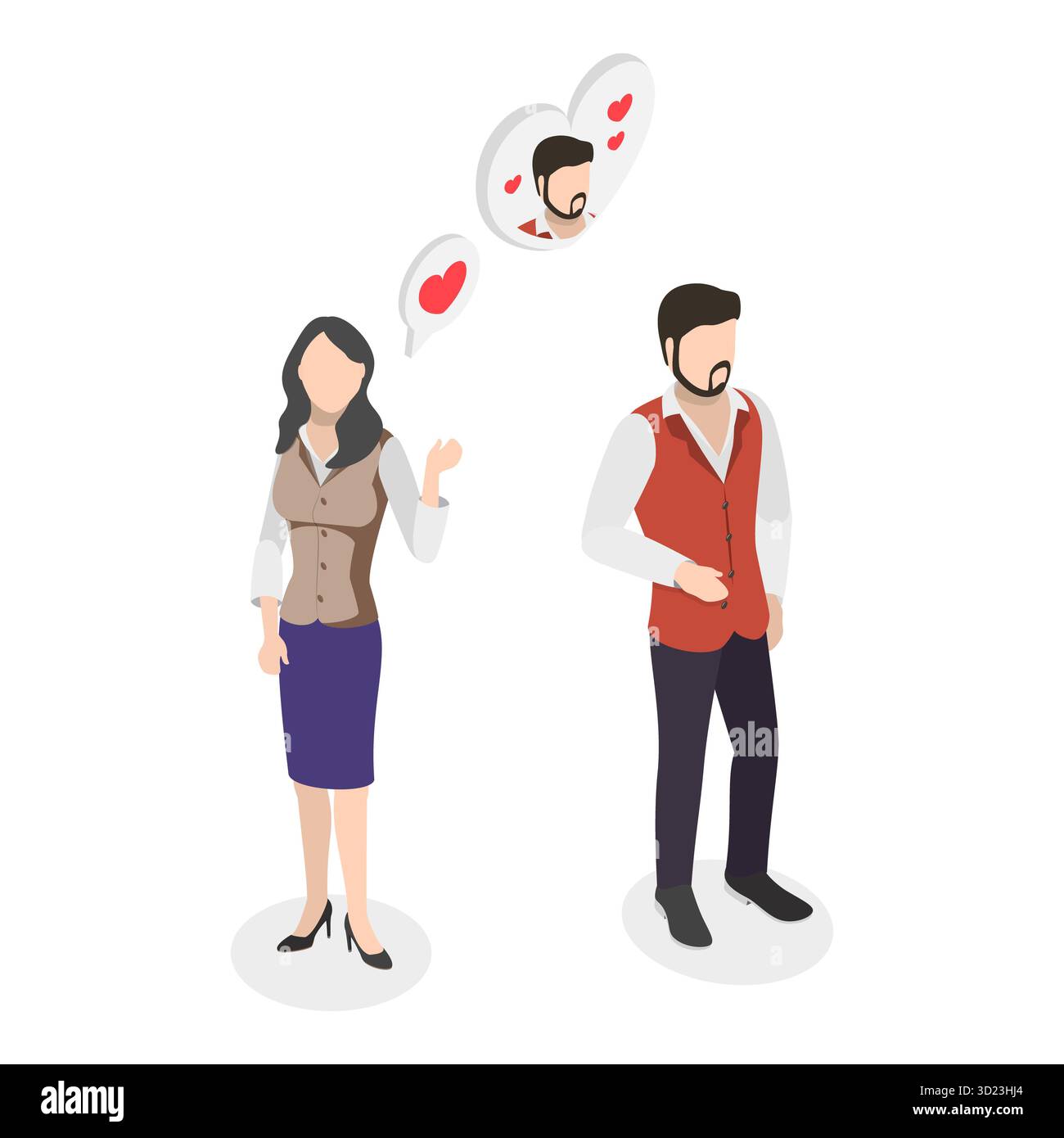 Illustrazione piatta isometrica 3D di empatia, simpatia e compassione, abilità morbide. Punto 2 Foto Stock