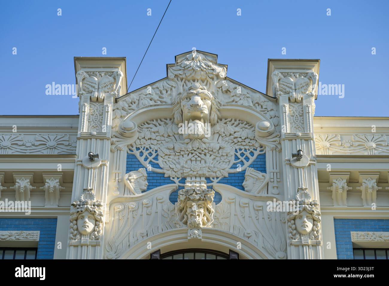 Jugendstil-Wohnhaus, Jugendstilviertel, Alberta iela 8 - Wohnhaus von Michail Eisenstein, Alberta Iela, Altstadt, riga, Lettland Foto Stock