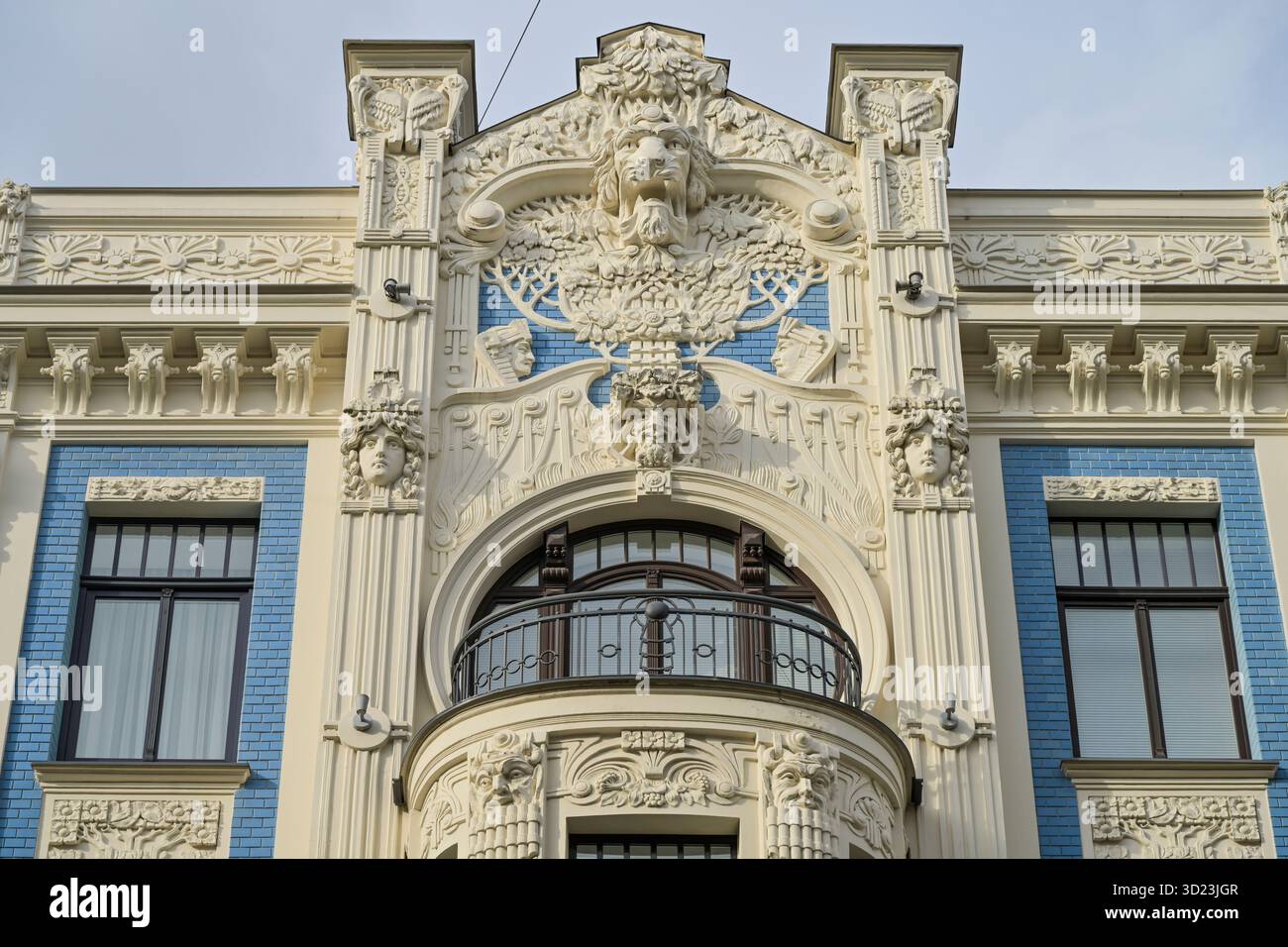 Jugendstil-Wohnhaus, Jugendstilviertel, Alberta iela 8 - Wohnhaus von Michail Eisenstein, Alberta Iela, Altstadt, riga, Lettland Foto Stock