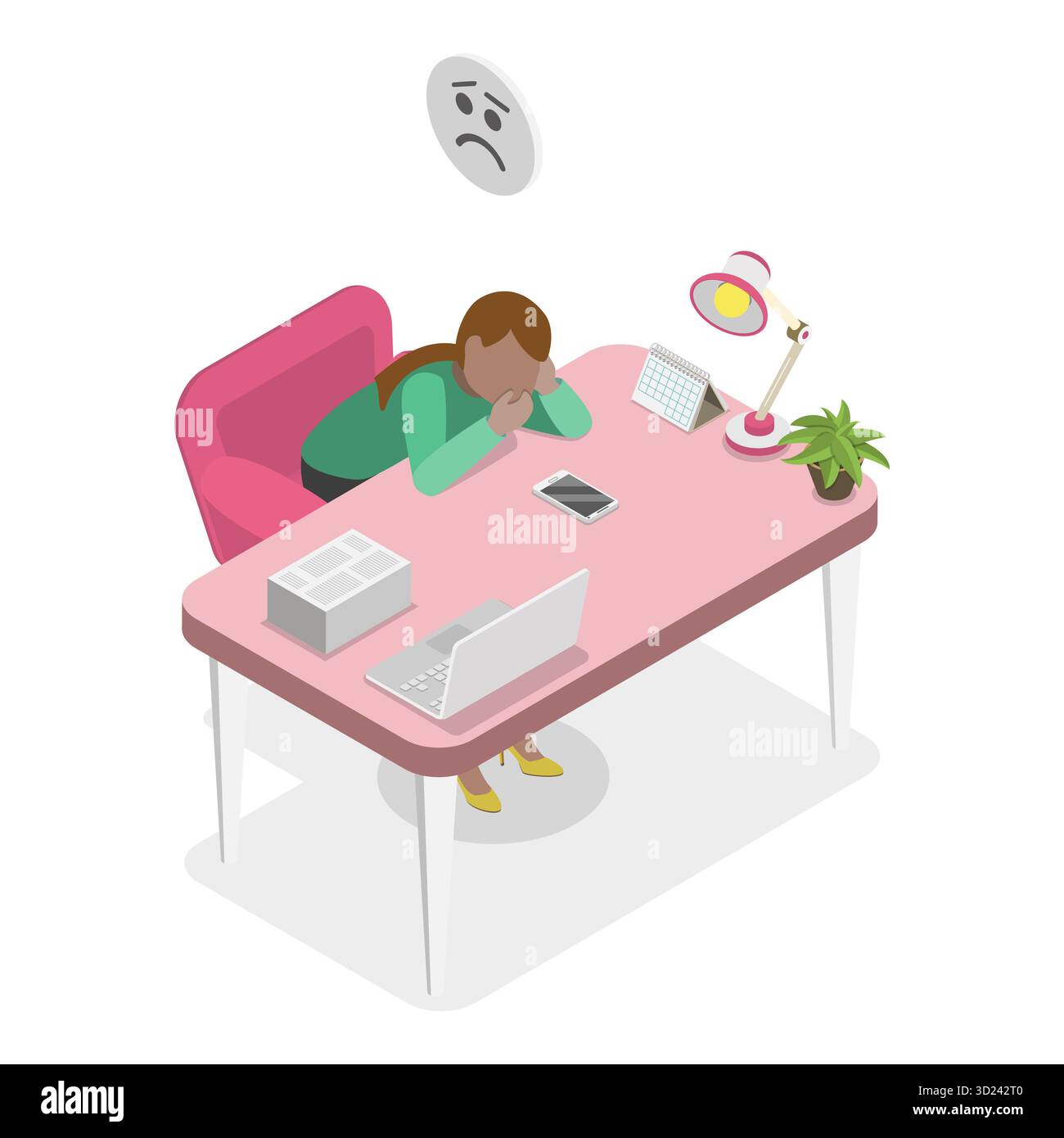 Illustrazione piatta isometrica 3D della riunione noiosa, il team si addormenta. Punto 2 Foto Stock