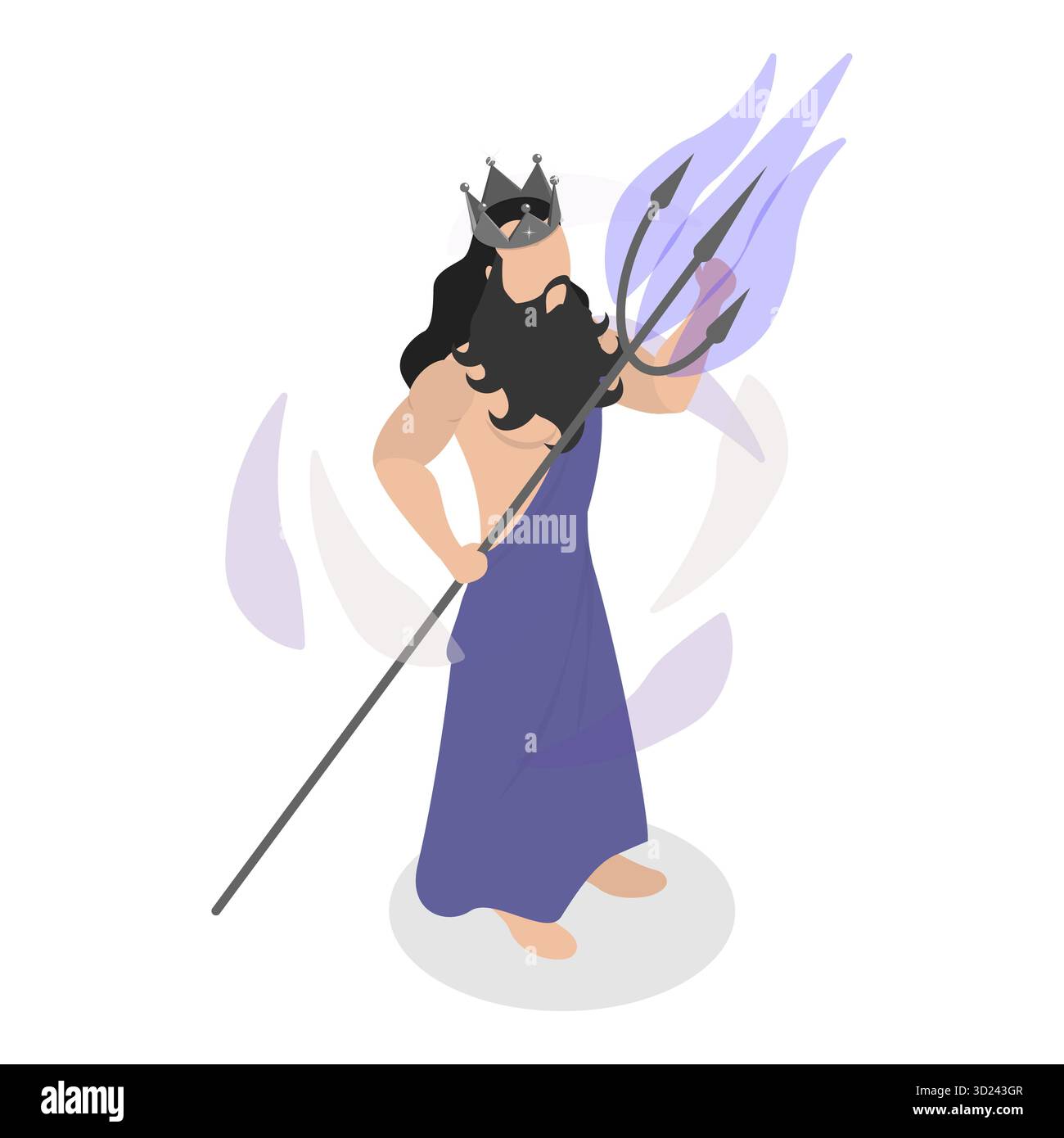 Illustrazione piatta isometrica 3D degli eroi della mitologia antica, Zeus, Poseidone e Ade. Punto 3 Foto Stock