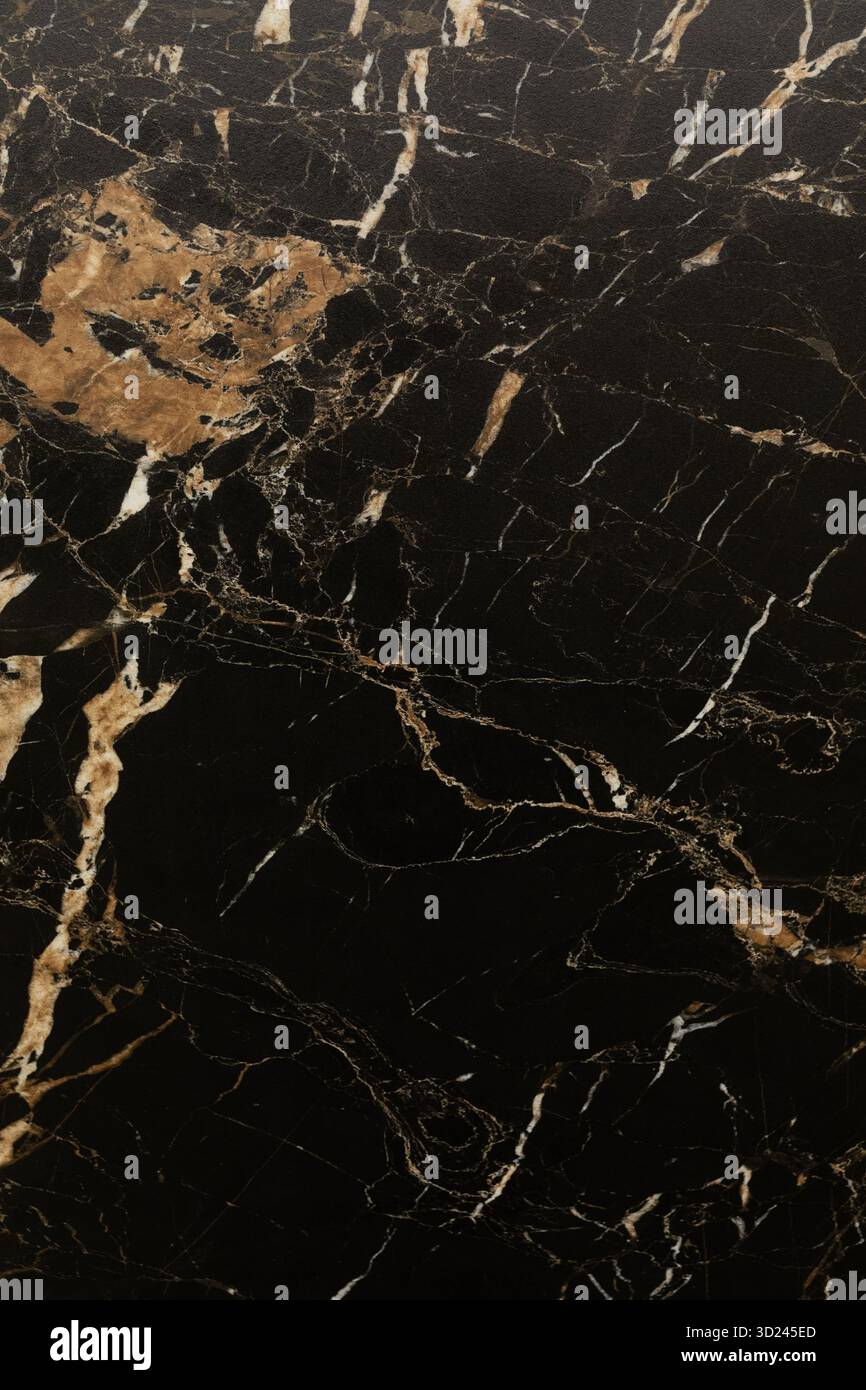 Elegante marmo nero con venature dorate per progetti di interior design e decorazione Foto Stock