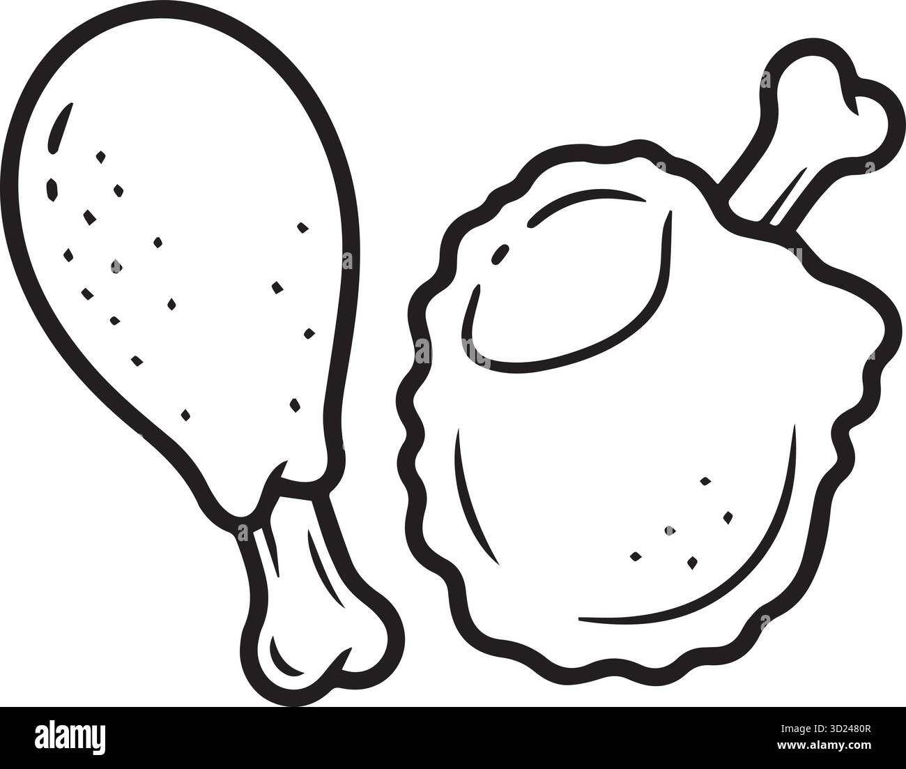 un disegno in linea di un vettore di illustrazione di un pollo arrosto Illustrazione Vettoriale