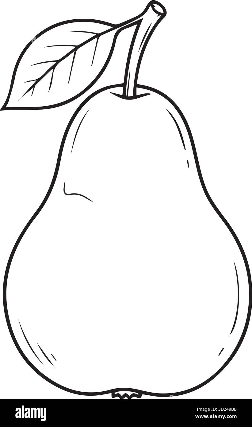 pagina di colorazione grafica con linee vettoriali per illustrazioni a pera Illustrazione Vettoriale