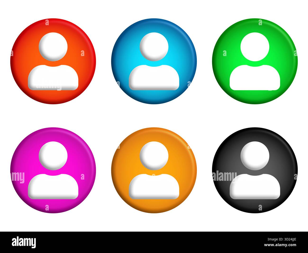 Set di icone utente multicolore 3D isolato. Foto Stock