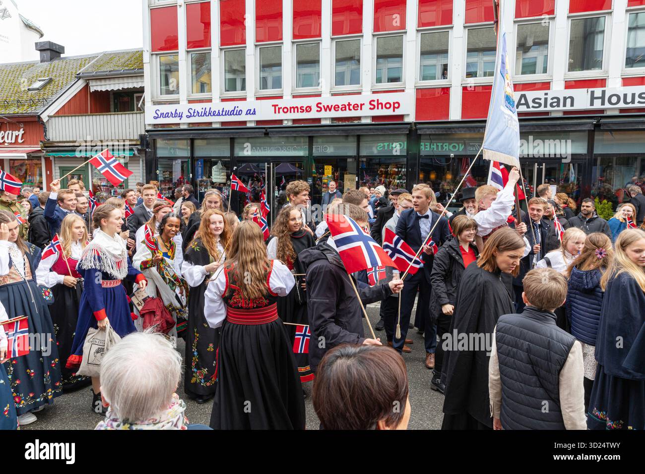 Tromso, giorno della Costituzione norvegese il 17 maggio Foto Stock