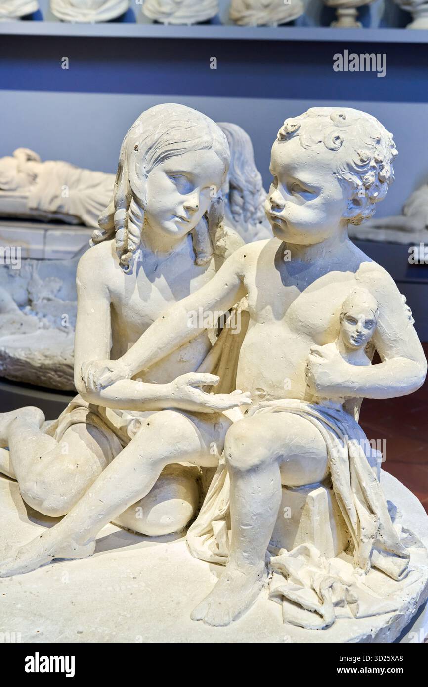 Tavolo con i figli di Lady Bingham (il Concorso tra fratelli), modello in gesso, prima del 1847, LORENZO BARTOLINI (Savignano di Prato, 1777 - Fi Foto Stock