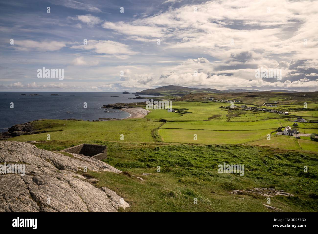 Malin Head è un promontorio situato nella penisola di Inishowen nella contea di Donegal, Repubblica d'Irlanda, e il punto più settentrionale dell'Irlanda. Foto Stock