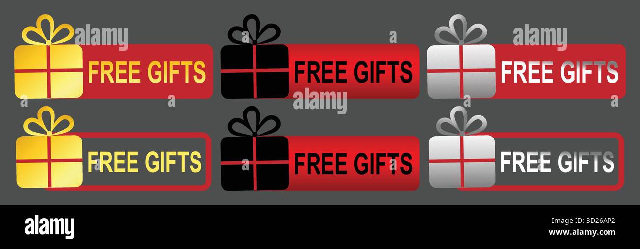 Etichetta dell'offerta regalo gratuita con l'icona presente per le promozioni Illustrazione Vettoriale