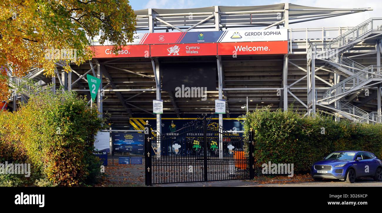 Glamorgan County Cricket Ground, (Criced Morgannwg), Sophia Gardens, Cardiff City Centre, South Wales, REGNO UNITO. Autunno. Presa ottobre 2025 Foto Stock
