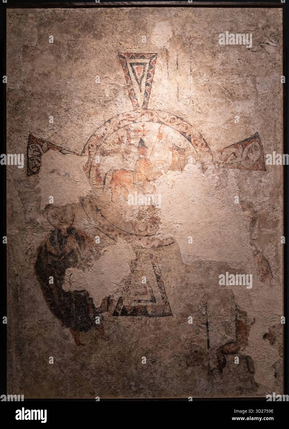 Il cavaliere, ( El Cavaller), XI secolo, chiesa pre-romanica di San Quirico de Pedret, Bergueda, Museo Diocesano e regionale di Solsona, Lleida, Catalogna, Spagna. Foto Stock