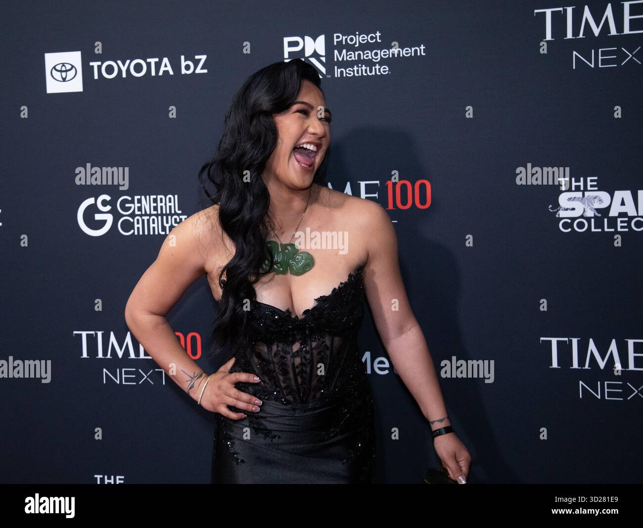 New York, Stati Uniti. 30 ottobre 2025. HANA-Rawhiti Maipi-Clarke arriva sul Red carpet per il 2025 TIME100 Next a Current al Chelsea Piers Pier 59 giovedì 30 ottobre 2025 a New York City. Foto di Serena Xu Ning/UPI credito: UPI/Alamy Live News Foto Stock