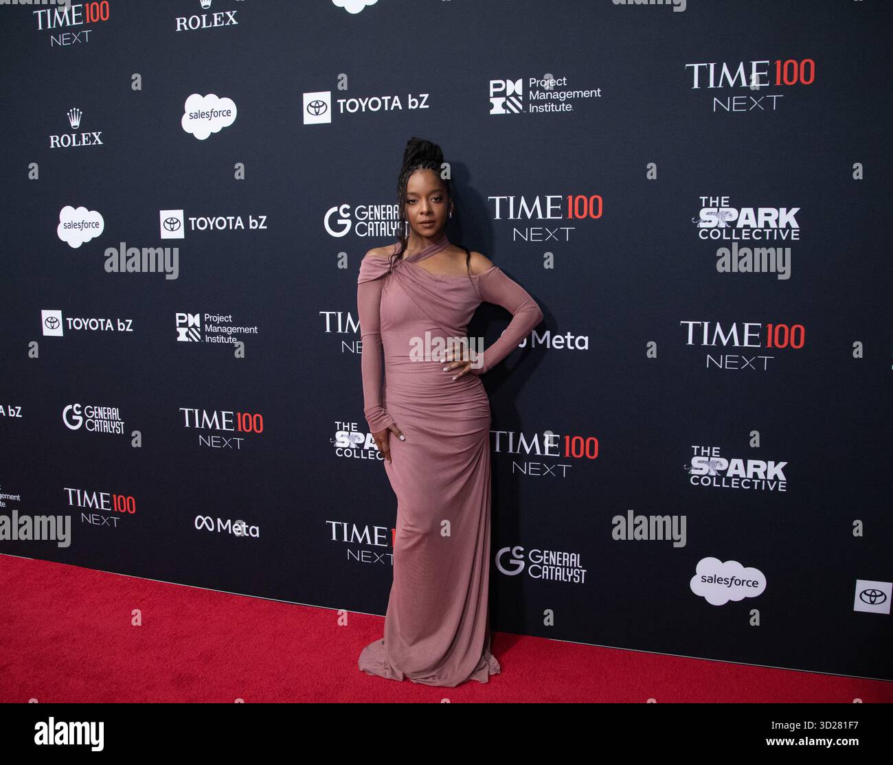 New York, Stati Uniti. 30 ottobre 2025. Kara Young arriva sul Red carpet per il 2025 TIME100 Next a Current al Chelsea Piers Pier 59 giovedì 30 ottobre 2025 a New York City. Foto di Serena Xu Ning/UPI credito: UPI/Alamy Live News Foto Stock