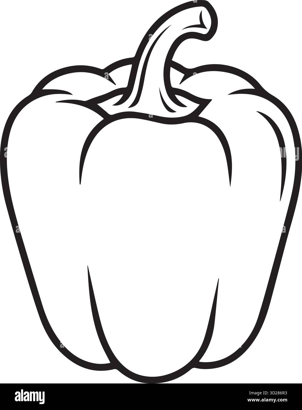 Libro da colorare, peperone, peperone, illustrazione di verdure Illustrazione Vettoriale