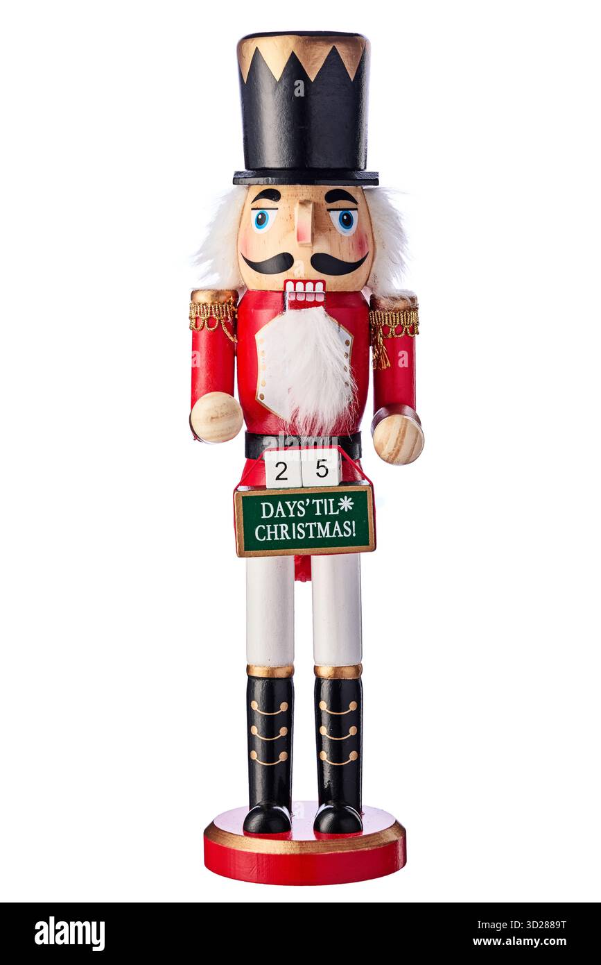 Christmas Toy Schiaccianoci Soldier isolato su sfondo bianco Foto Stock