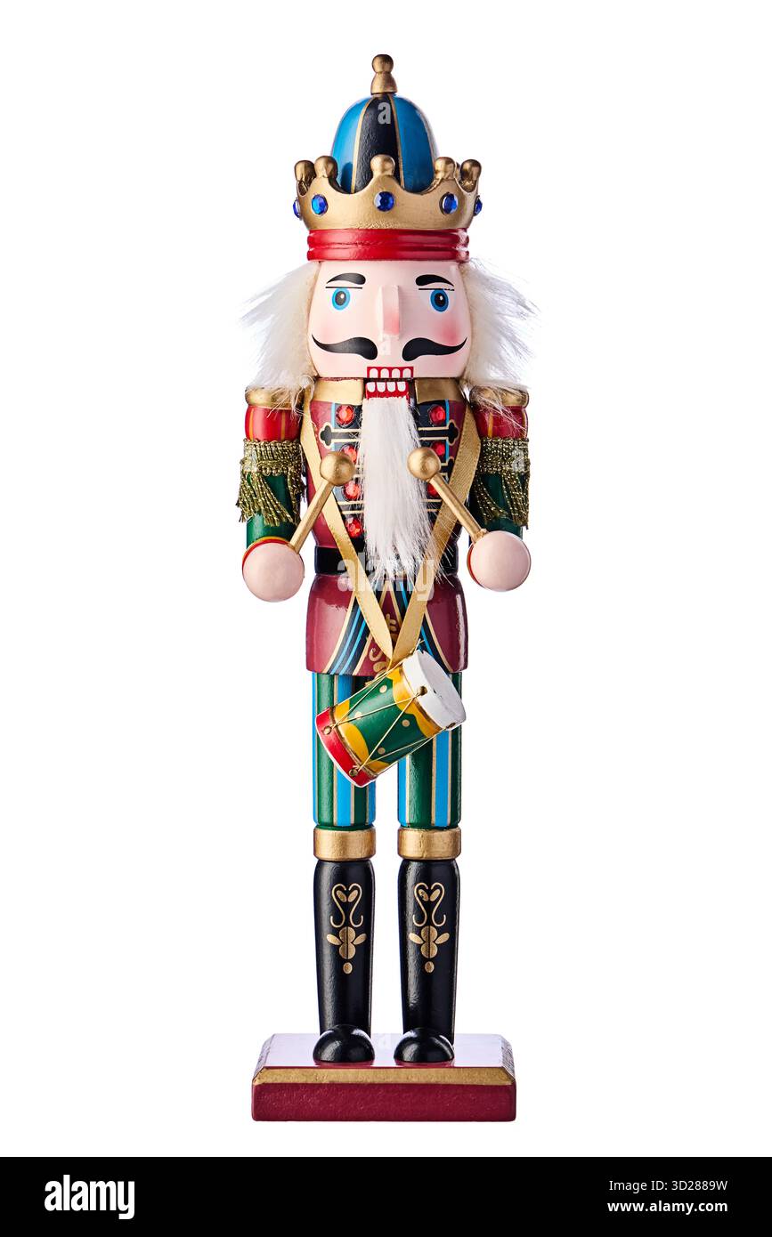 Christmas Toy Schiaccianoci Soldier isolato su sfondo bianco Foto Stock