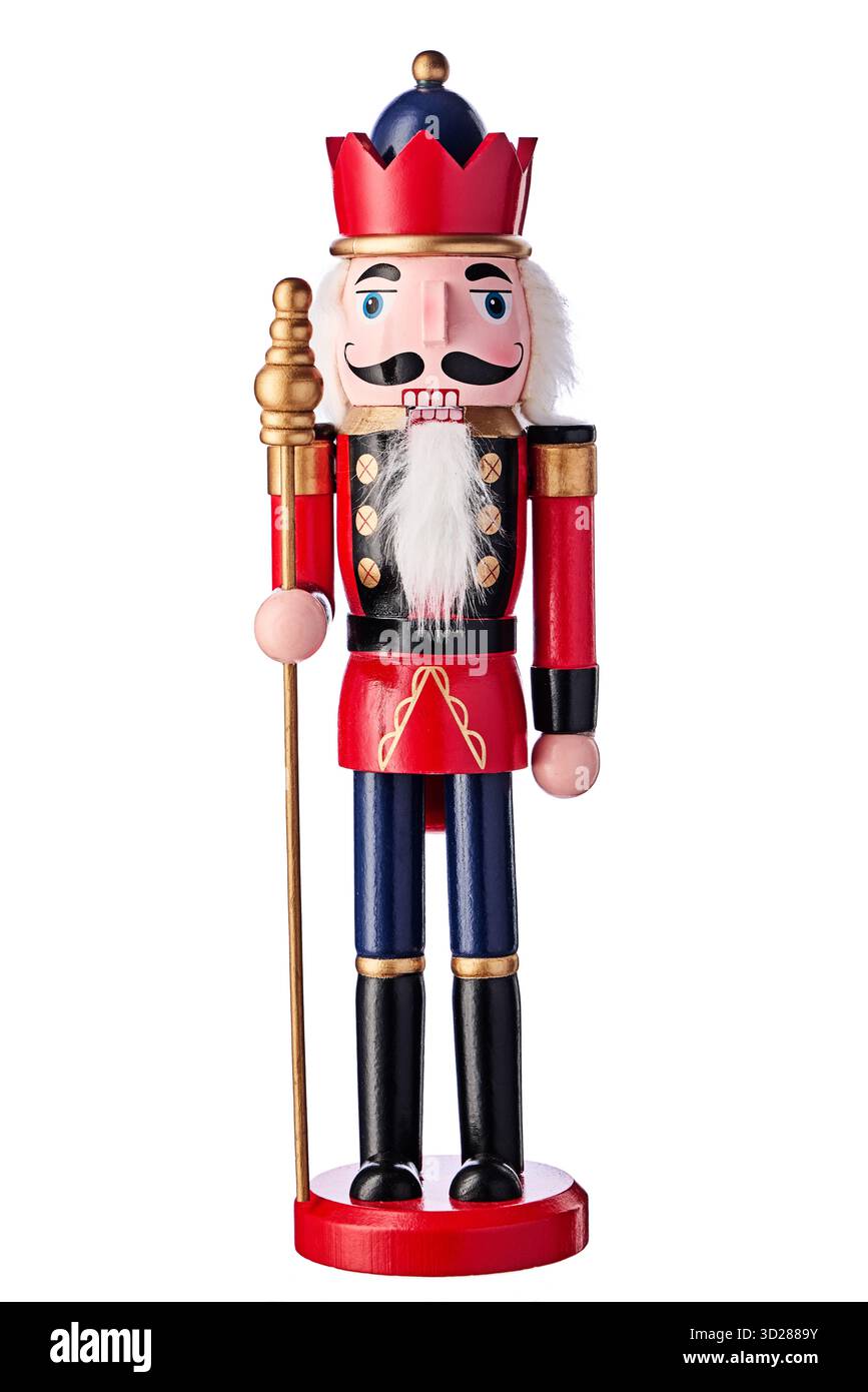 Christmas Toy Schiaccianoci Soldier isolato su sfondo bianco Foto Stock