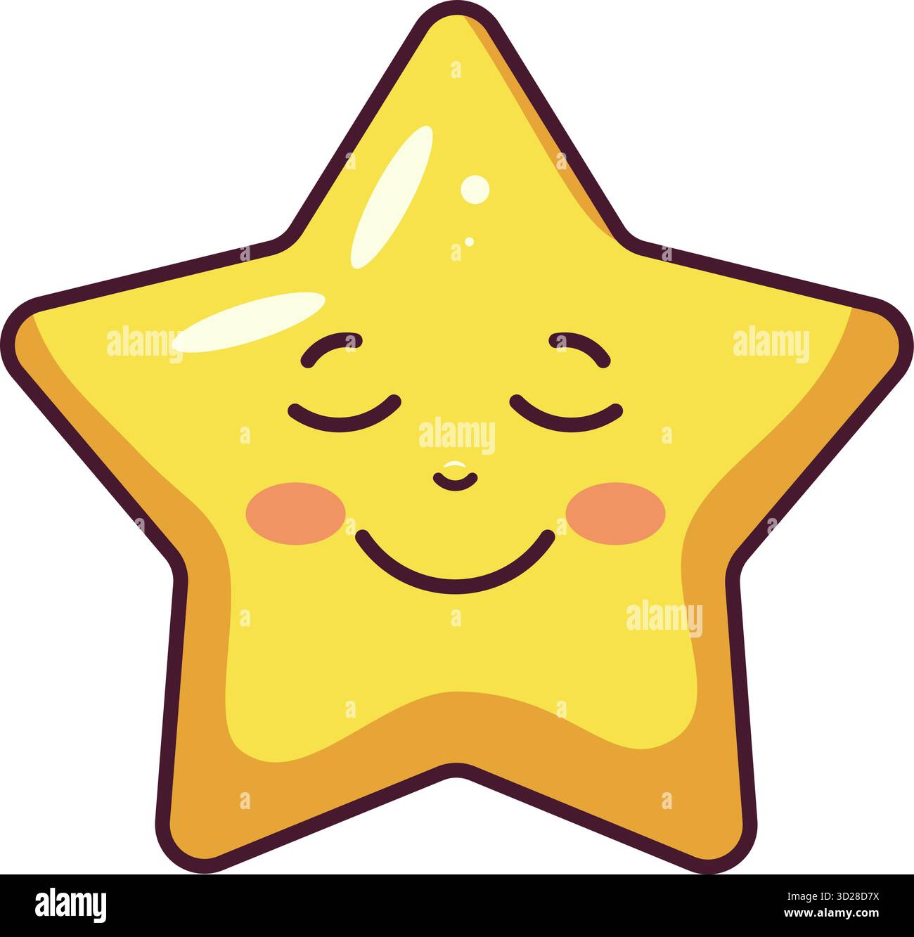 Adorabile cartone animato con una faccia sorridente, occhi luminosi e guance rosate. Questa allegra illustrazione in stile kawaii trasmette gioia, positività, Illustrazione Vettoriale