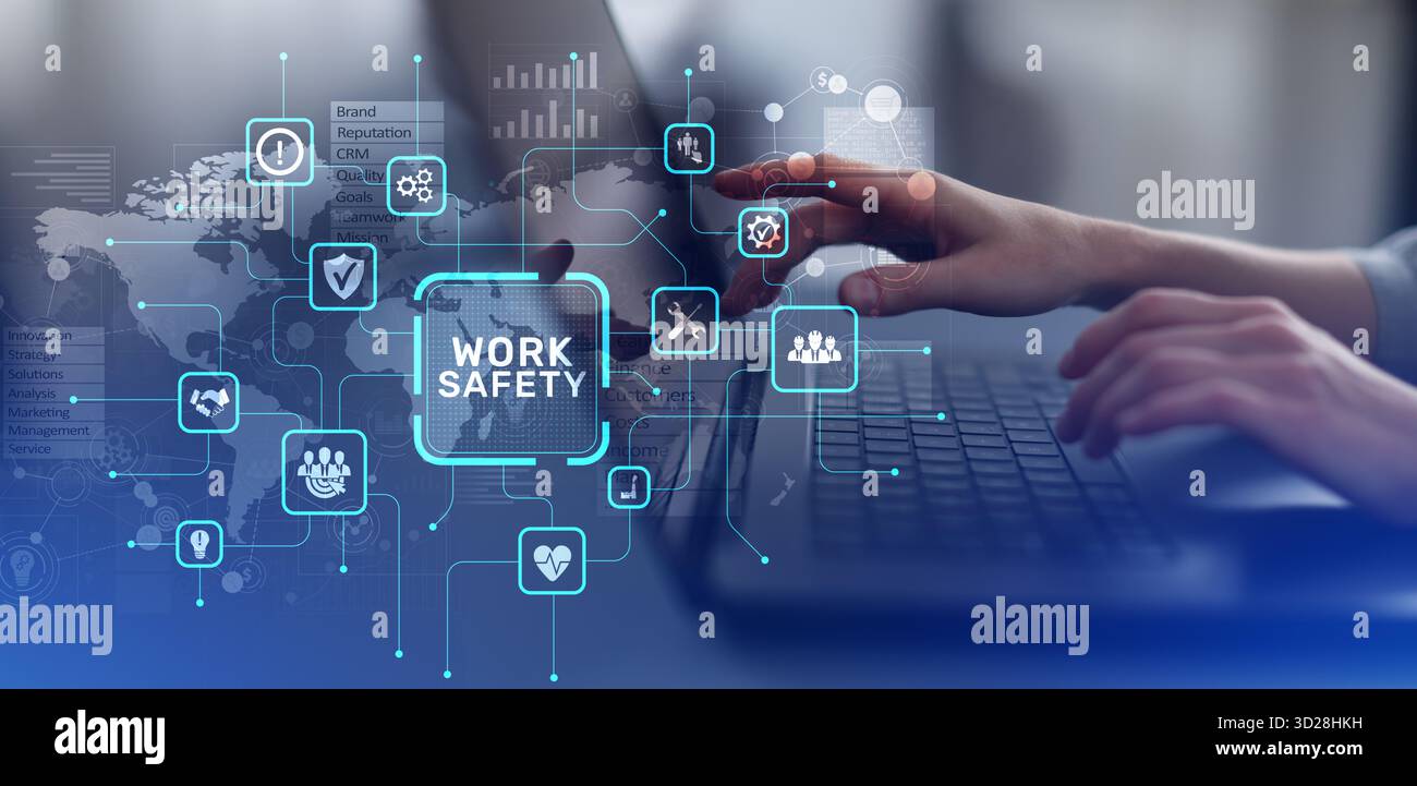 Gestione della sicurezza sul lavoro e della salute sul lavoro per la prevenzione dei rischi industriali. Foto Stock